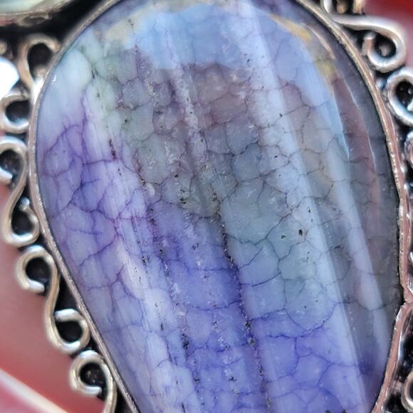 Sterling Silver Pendant Agate, Lapis Lazuli, Moonstone, & Pearl w/20-Inch Chain - Picture 7 of 10